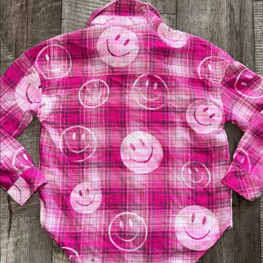 JUSTICE Pink Plaid Button Down Shirt- size 10